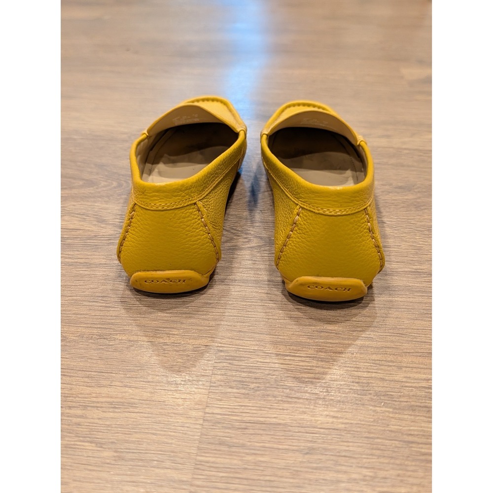 Coach Mustard Yellow Pebbled Leather Loafers Women's 7.5 Quiet Luxury Flats - Picture 7 of 8